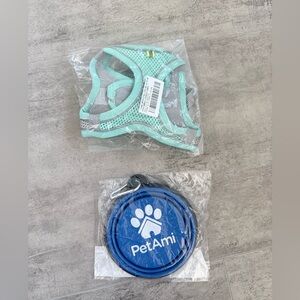 Harness Leash Set Soft Mesh Harness Size S & Collapsible Water Bowl NEW